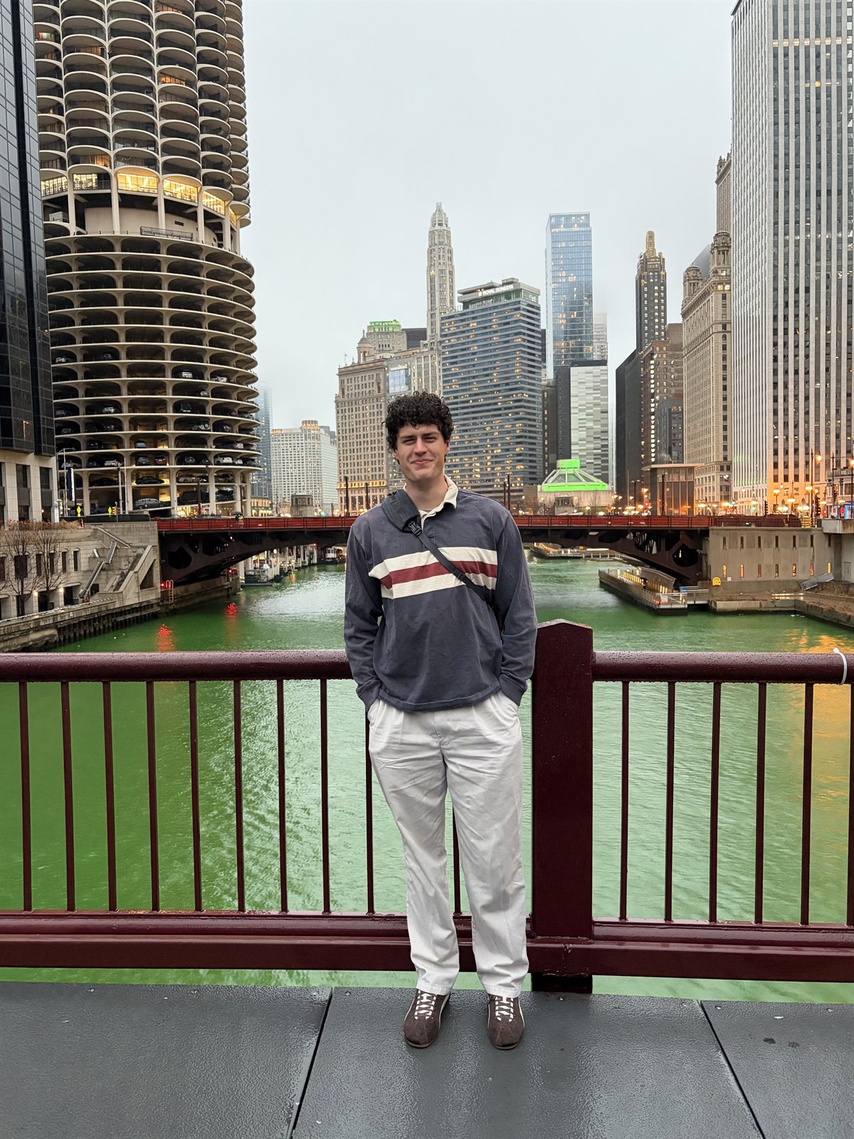 Ryan beside the Chicago River