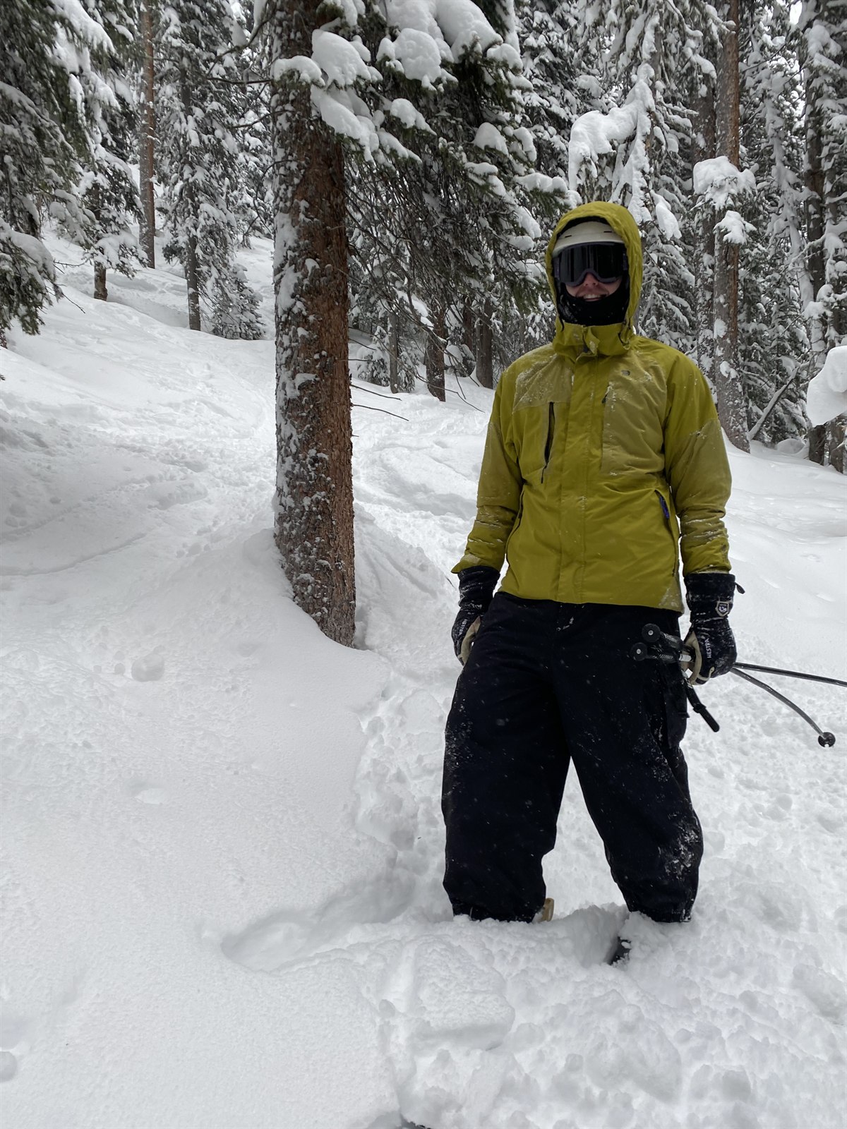 Ryan skiing in a snowy forest