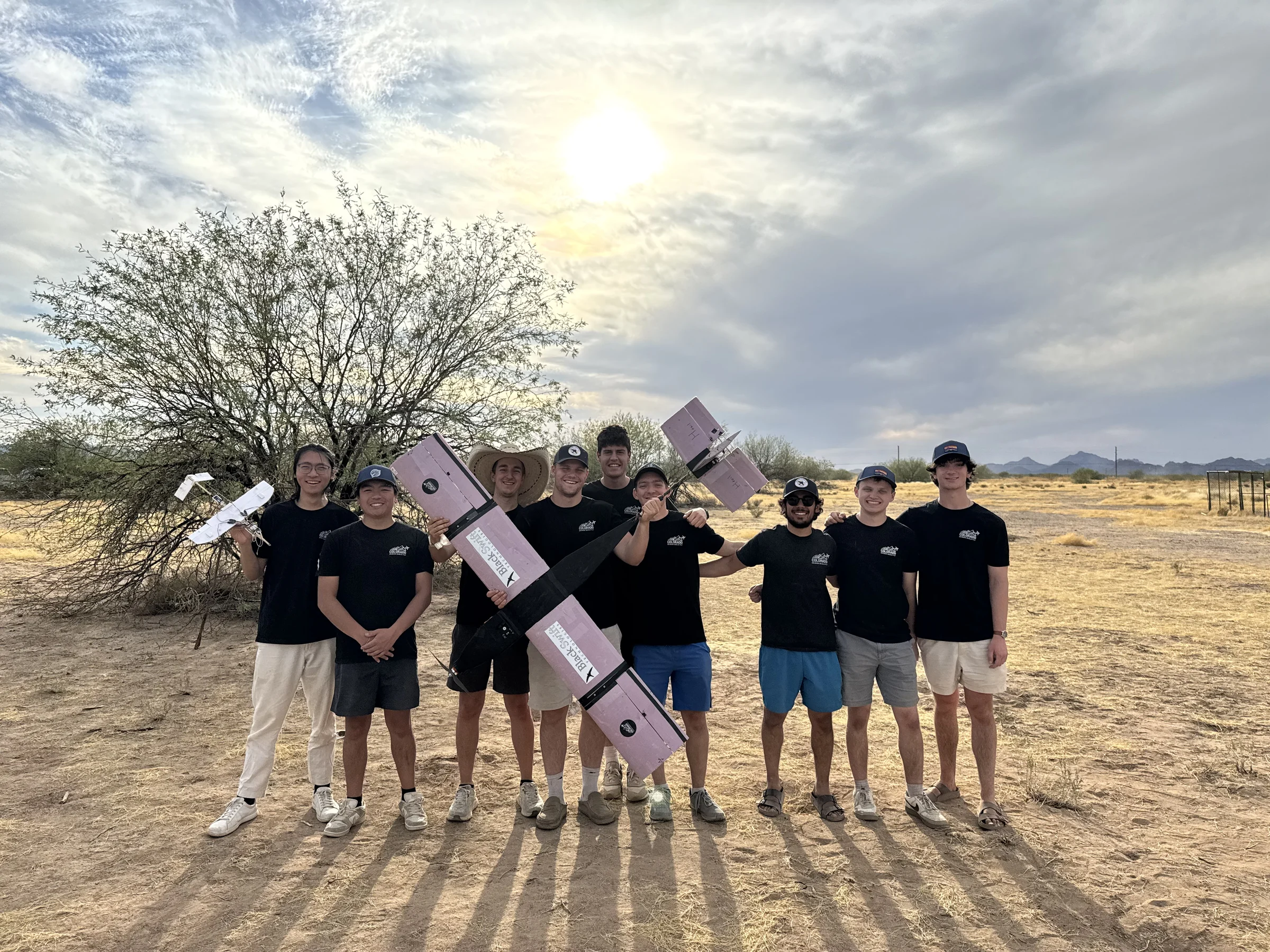 Original Design Build Fly crew with their aircraft in Tucson