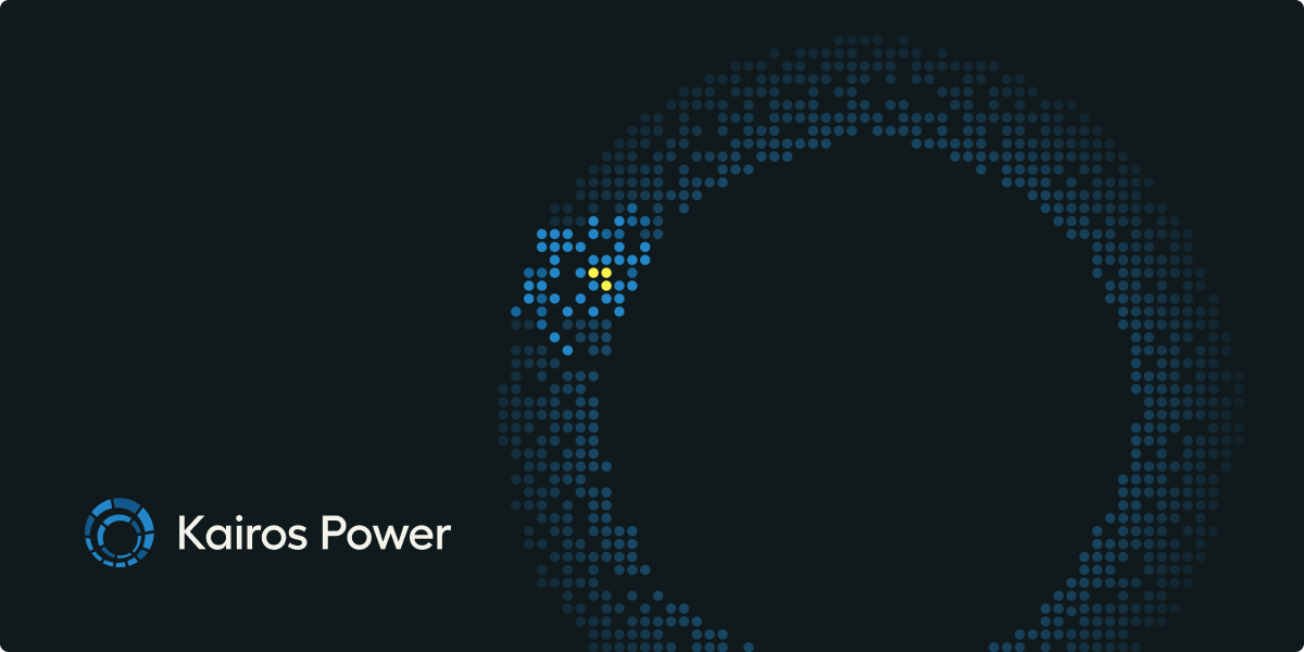 Kairos Power logo and blue circular dot pattern