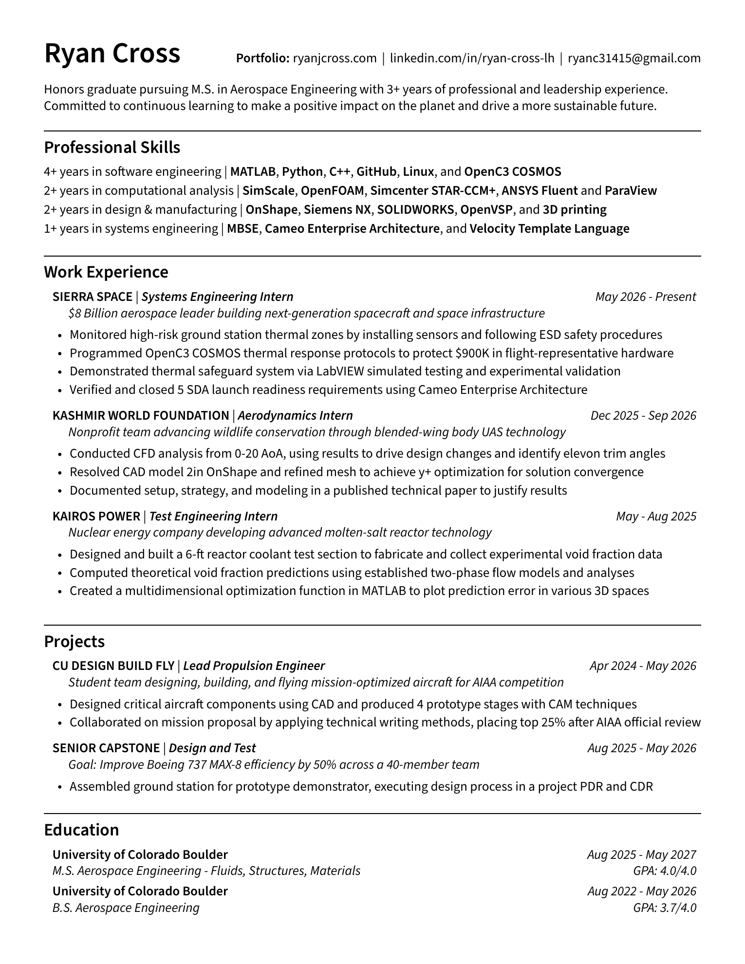 Ryan Cross résumé
